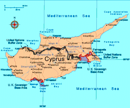 map of Akrotiri and Dhekelia